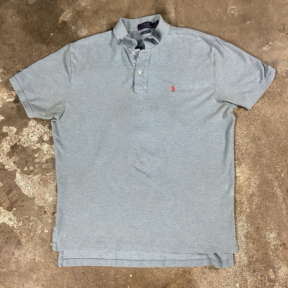 Polo Ralph Lauren Polo Shirt Size Large Light Blue Classic Fit Short Sleeve Logo